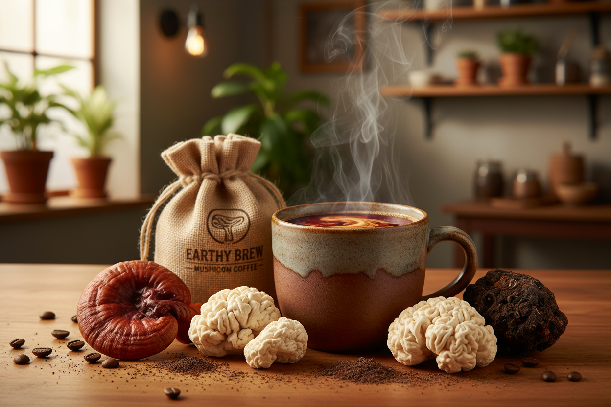  Specialty-grade coffee blended with Lion’s Mane, Cordyceps, and Reishi — crafted for smooth flavor with mushrooms long valued in culinary traditions for clarity, vitality, and balance.